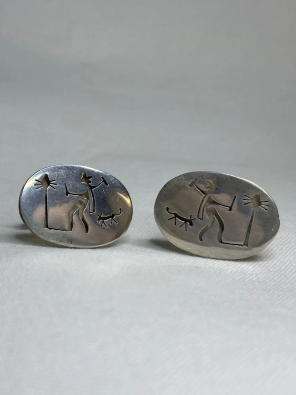 Vintage Mexican Taxco Silver Agave / Jimador / Tequila Harvester Cufflinks